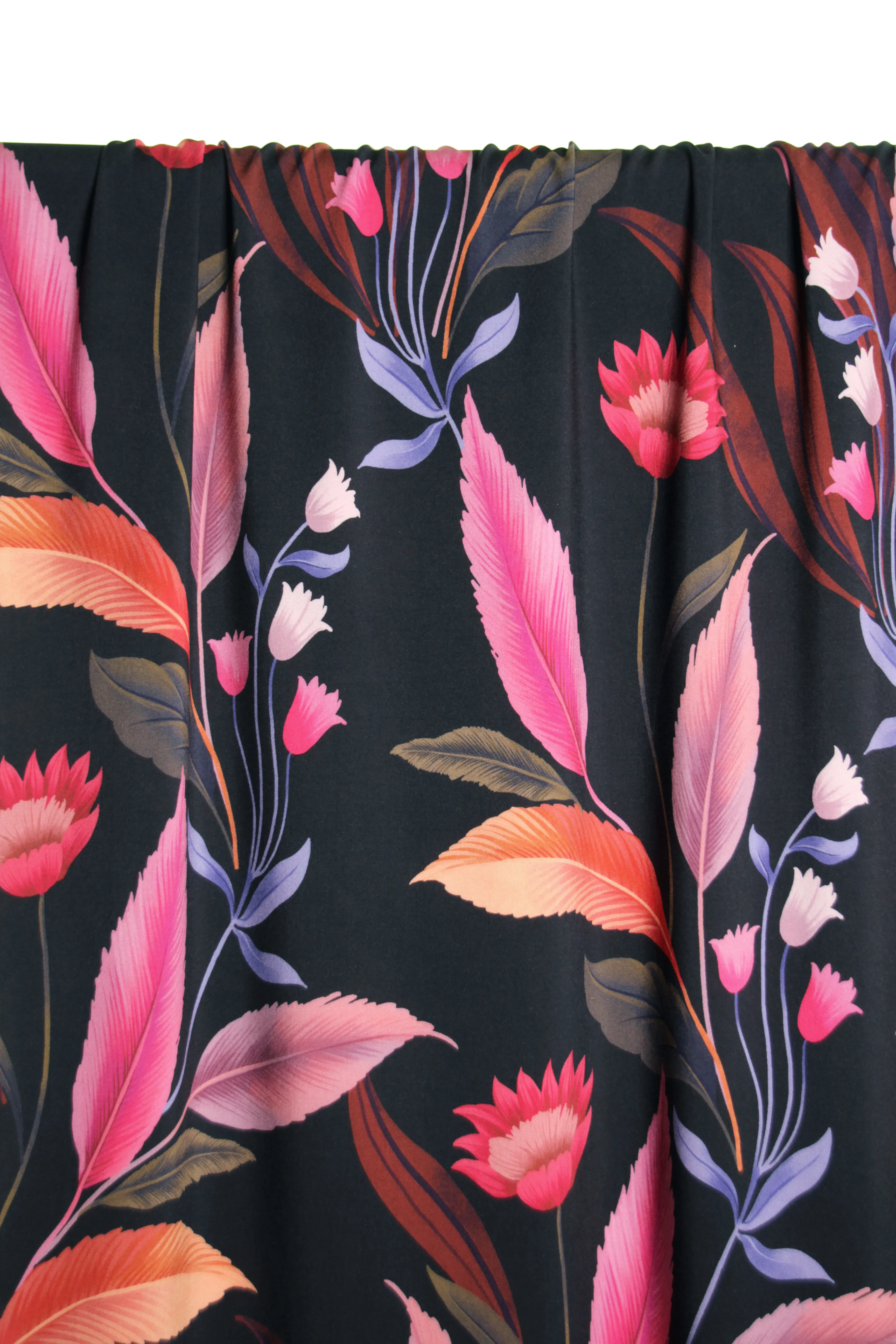 Viscose print zwart met kleurrijke bloemen - Atelier Jupe